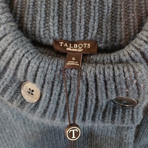 NWOT Talbots Wool Cashmere Blue Knit Double Breasted Cardigan Button Up Sweater - Picture 4 of 6